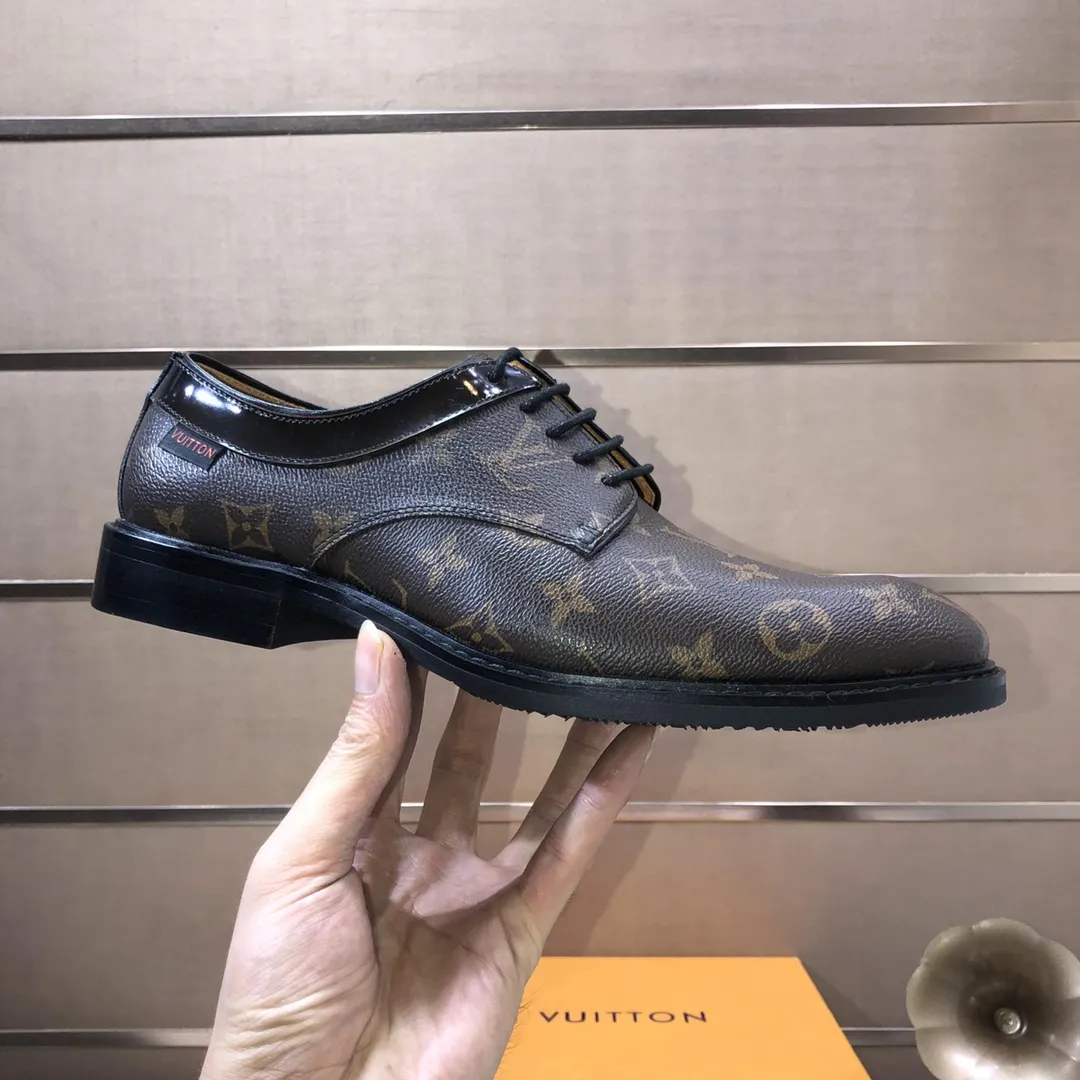 Men's shoes💰460💰【LOUIS VUITTON】(sheepskin lining) new cowhide LV formal shoes🎩🎩❗️🆘made one to one at the counter🎩original quality, imported cowhide upper➕full sheepskin lining➕original rubber outsole, {high quality visible}👣Size: 38-45 (45 custom-made)